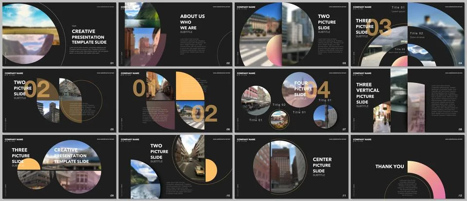 Minimal presentations design, portfolio vector templates with circle elements on 스톡 일러스트