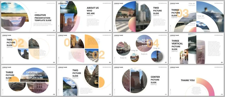 Minimal presentations design, portfolio vector templates with circle elements on 스톡 일러스트