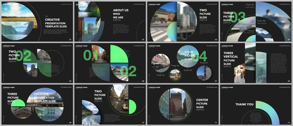 Minimal presentations design, portfolio vector templates with circle elements on Stock Illustration