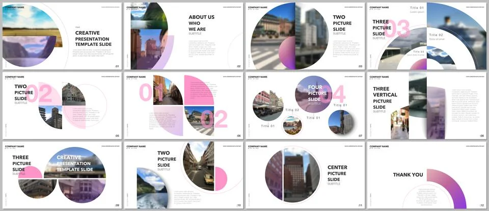 Minimal presentations design, portfolio vector templates with circle elements on 스톡 일러스트