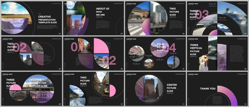 Minimal presentations design, portfolio vector templates with circle elements on 스톡 일러스트