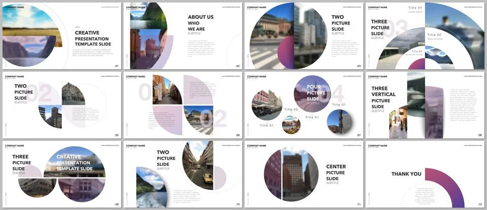 Minimal presentations design, portfolio vector templates with circle elements on 스톡 일러스트