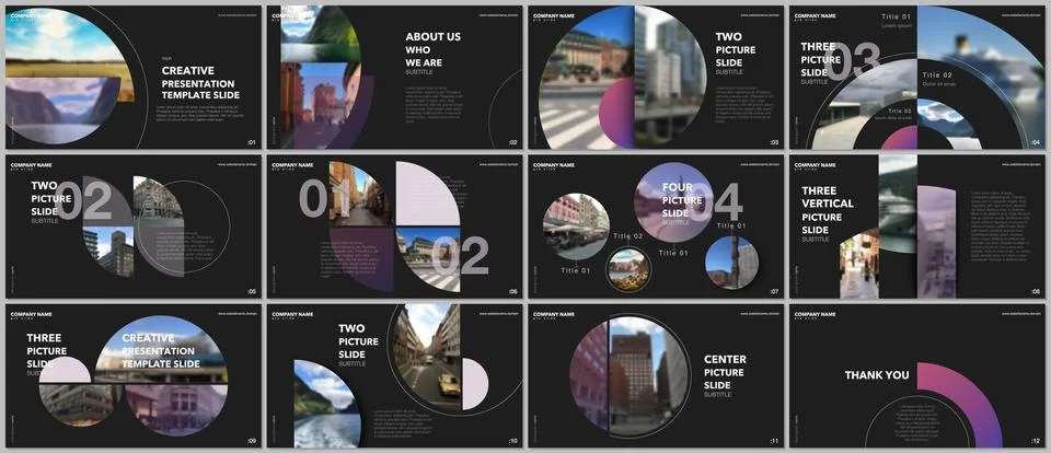 Minimal presentations design, portfolio vector templates with circle elements on 스톡 일러스트