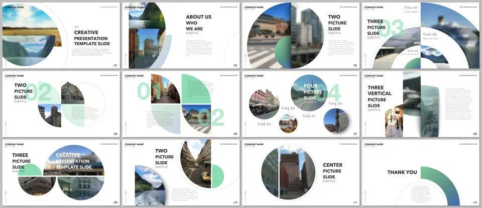 Minimal presentations design, portfolio vector templates with circle elements on 스톡 일러스트