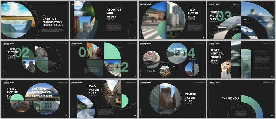 Minimal presentations design, portfolio vector templates with circle elements on Stock Illustration