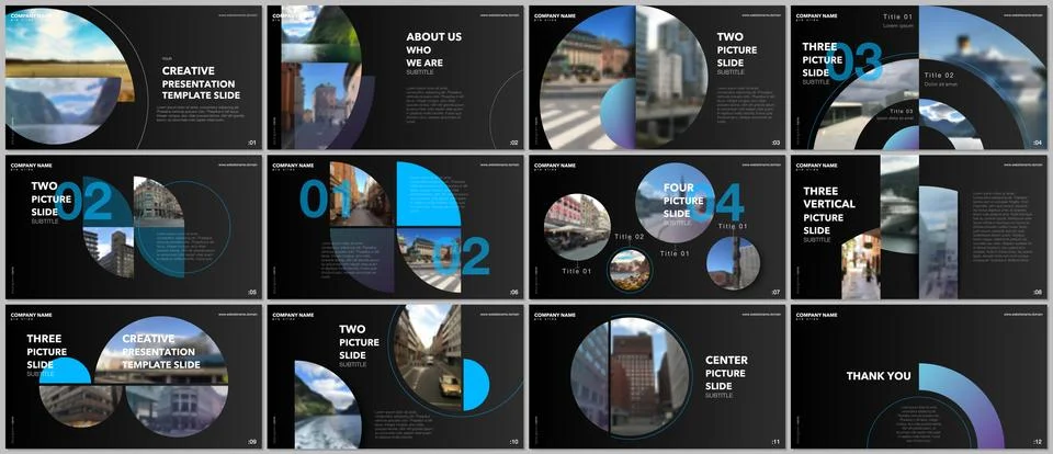 Minimal presentations design, portfolio vector templates with circle elements on 스톡 일러스트