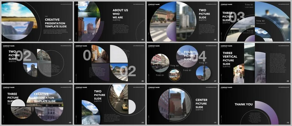 Minimal presentations design, portfolio vector templates with circle elements on 스톡 일러스트