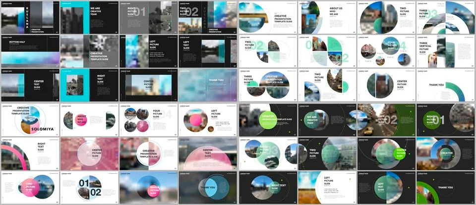Minimal presentations design, portfolio vector templates with circle elements on 스톡 일러스트