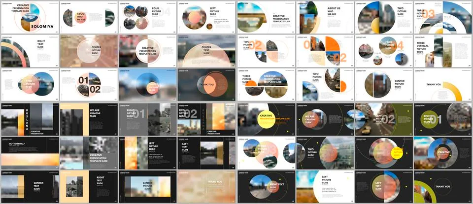 Minimal presentations design, portfolio vector templates with circle elements on 스톡 일러스트