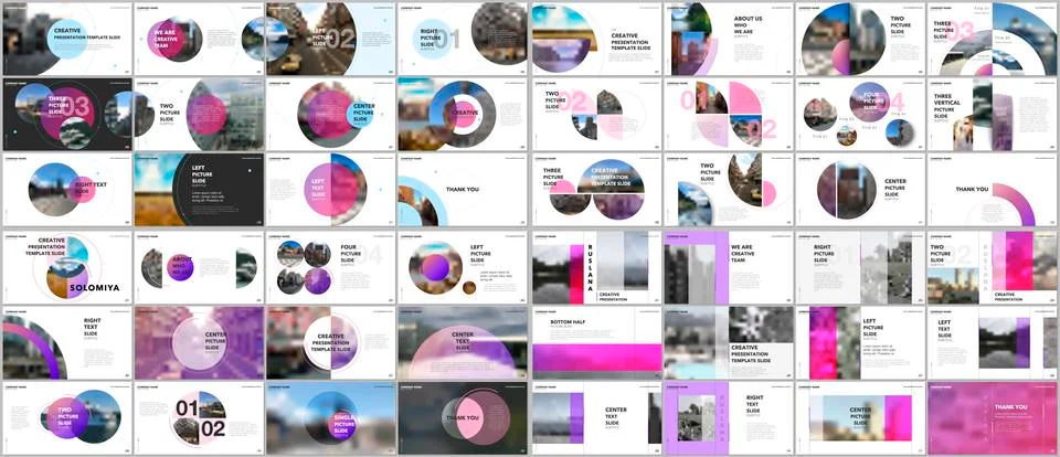 Minimal presentations design, portfolio vector templates with circle elements on Stockillustratie