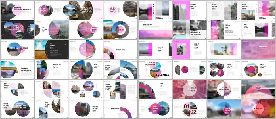 Minimal presentations design, portfolio vector templates with circle elements on Stock Illustration