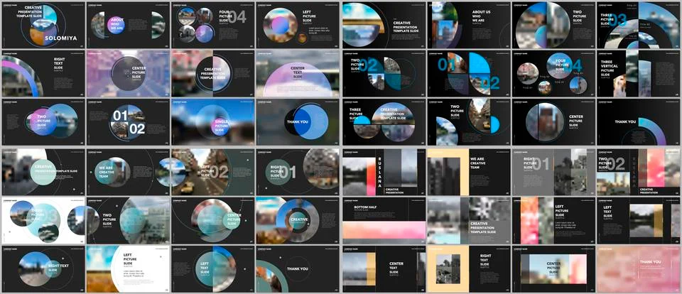 Minimal presentations design, portfolio vector templates with circle elements on 스톡 일러스트