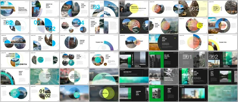 Minimal presentations design, portfolio vector templates with circle elements on Stock Illustration