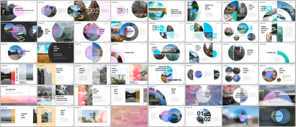 Minimal presentations design, portfolio vector templates with circle elements on 스톡 일러스트