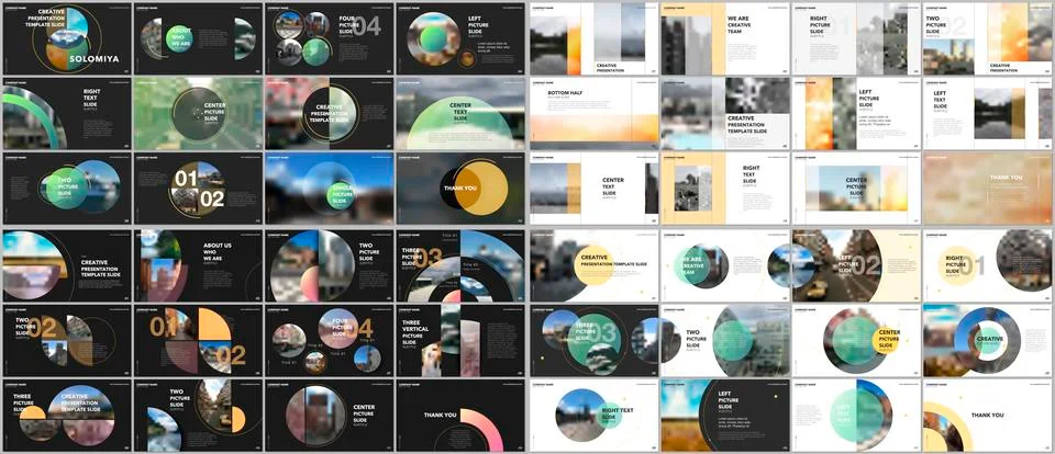 Minimal presentations design, portfolio vector templates with circle elements on 스톡 일러스트