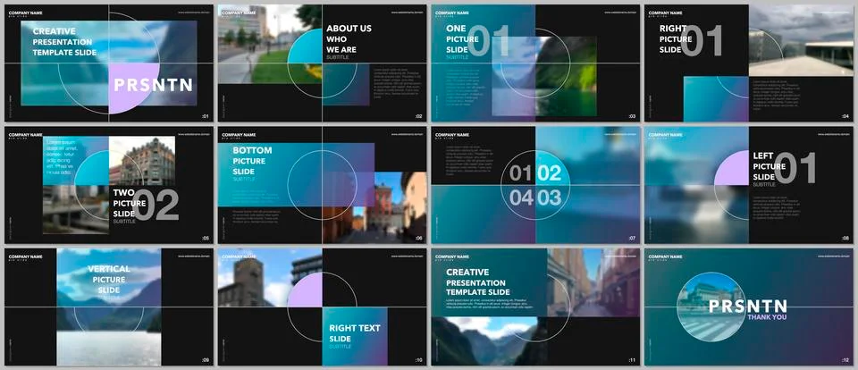 Minimal presentations design, portfolio vector templates with elements on black 스톡 일러스트