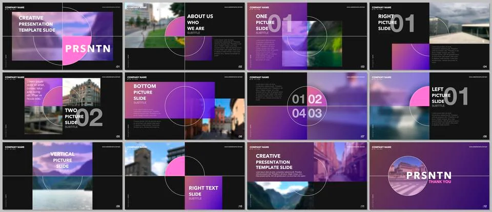 Minimal presentations design, portfolio vector templates with elements on black Stockillustratie