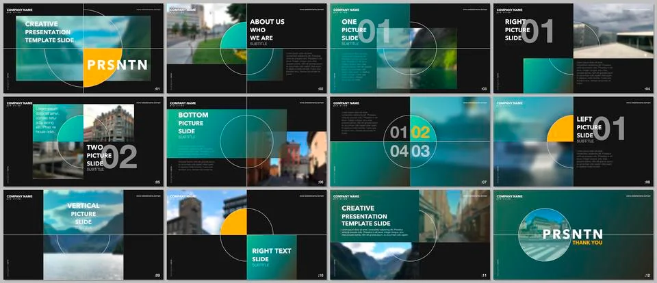 Minimal presentations design, portfolio vector templates with elements on black 스톡 일러스트