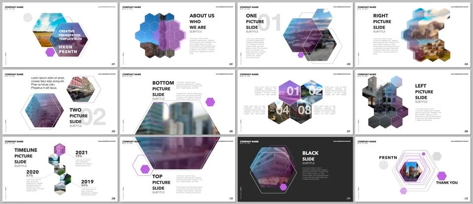 Minimal presentations design, portfolio vector templates with hexagons and Stock Illustration
