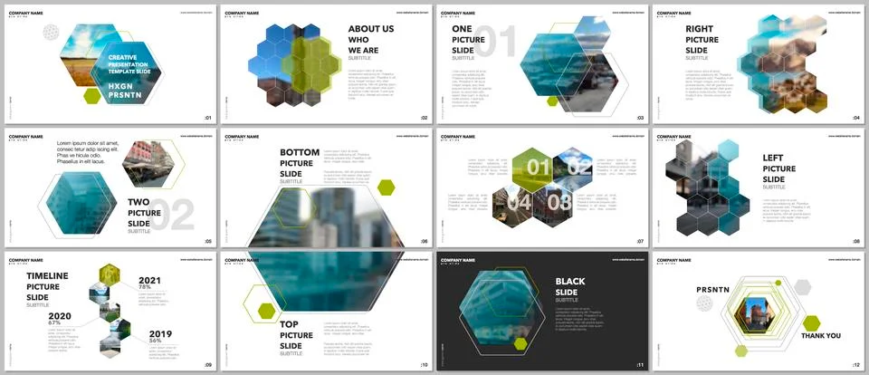 Minimal presentations design, portfolio vector templates with hexagons and Stock Illustration