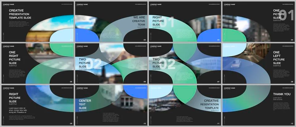 Minimal presentations design, portfolio vector templates with circle elements on Stock Illustration