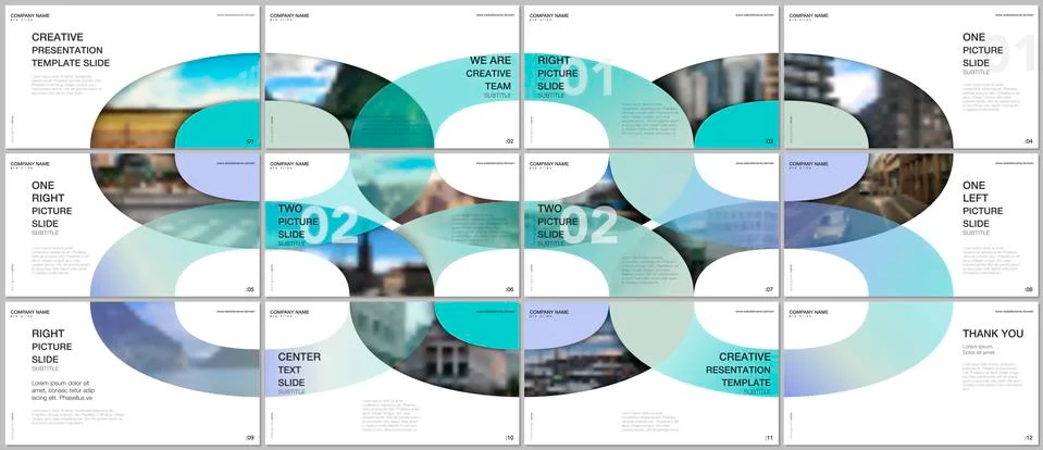 Minimal presentations design, portfolio vector templates with circle elements on Stock Illustration