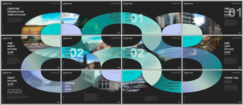 Minimal presentations design, portfolio vector templates with circle elements on Illustrazione stock