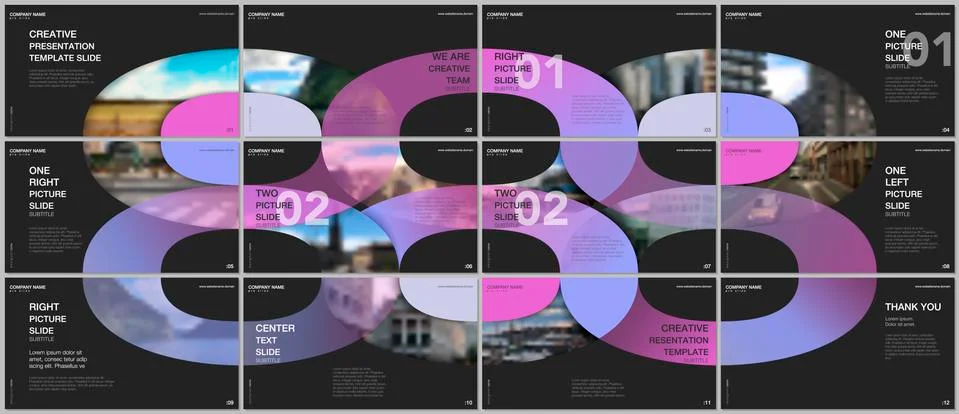 Minimal presentations design, portfolio vector templates with circle elements on Stockillustratie
