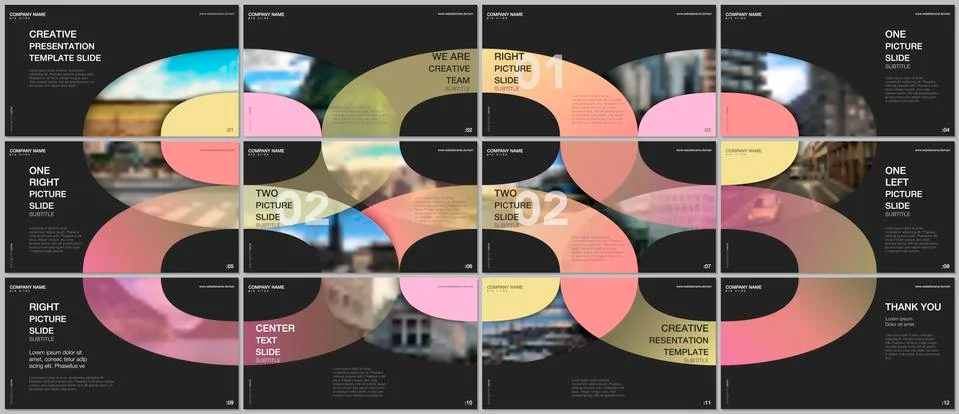 Minimal presentations design, portfolio vector templates with circle elements on Stockillustratie