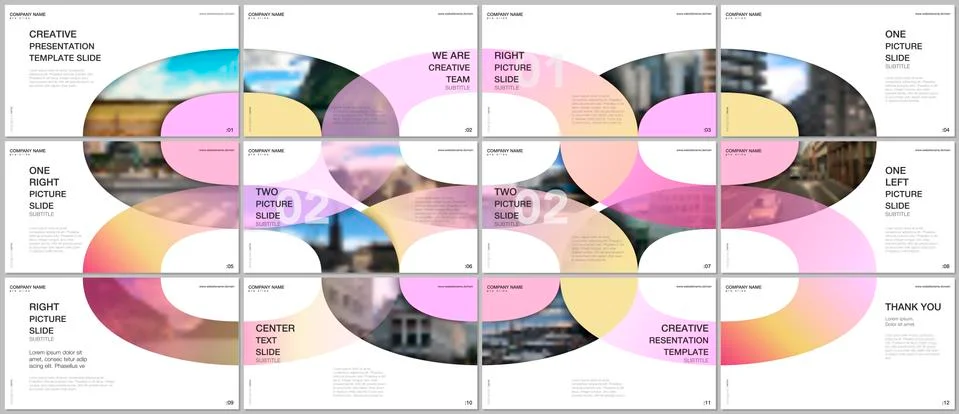 Minimal presentations design, portfolio vector templates with circle elements on Stockillustratie
