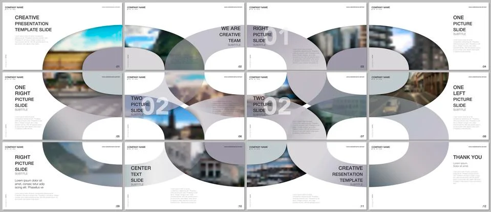 Minimal presentations design, portfolio vector templates with circle elements on Stock Illustration