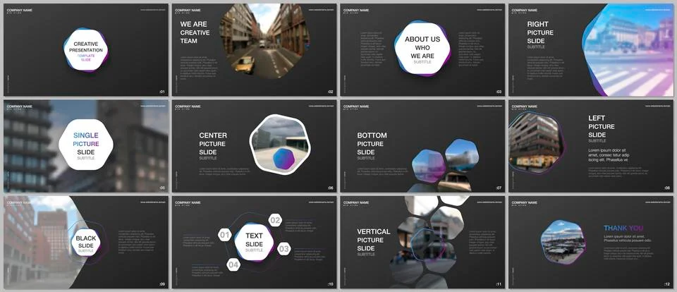 Minimal presentations design, portfolio vector templates with hexagons and Stock Illustration