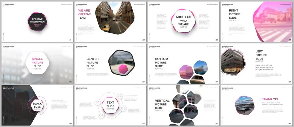 Minimal presentations design, portfolio vector templates with hexagons and Stock Illustration