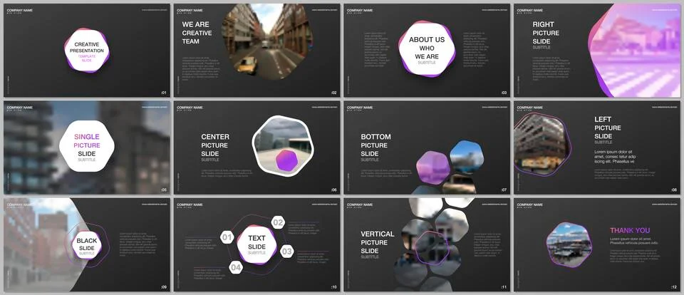 Minimal presentations design, portfolio vector templates with hexagons and Stock Illustration