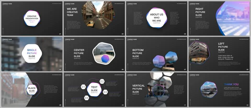 Minimal presentations design, portfolio vector templates with hexagons and Stock Illustration
