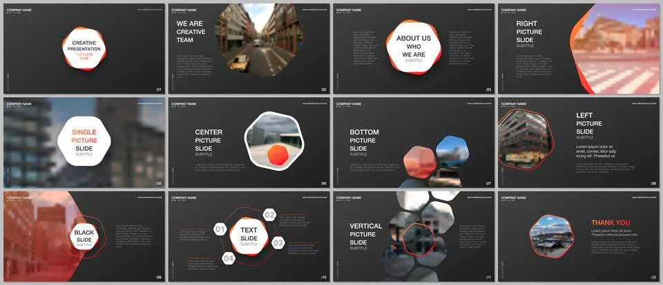 Minimal presentations design, portfolio vector templates with hexagons and Illustrazione stock