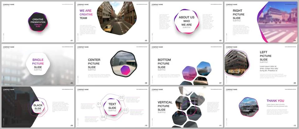 Minimal presentations design, portfolio vector templates with hexagons and Stock Illustration