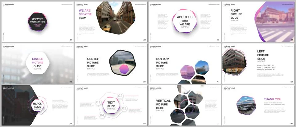 Minimal presentations design, portfolio vector templates with hexagons and Stock Illustration