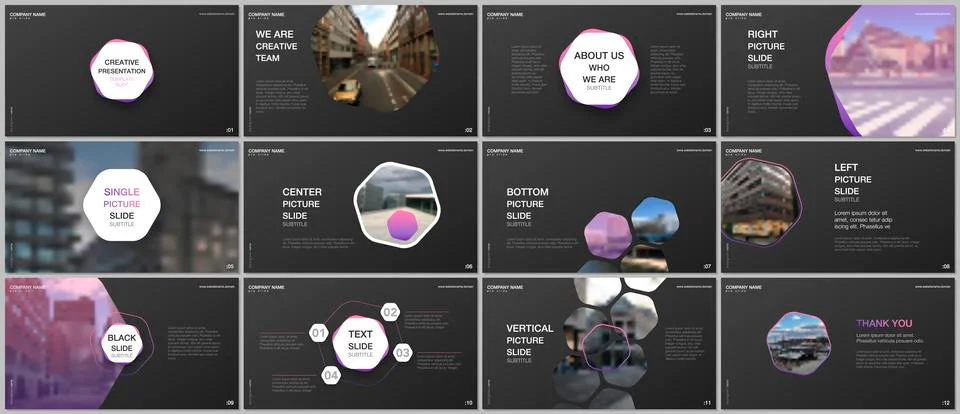 Minimal presentations design, portfolio vector templates with hexagons and Illustrazione stock