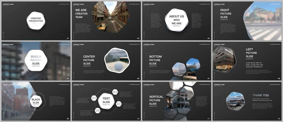 Minimal presentations design, portfolio vector templates with hexagons and Stock Illustration