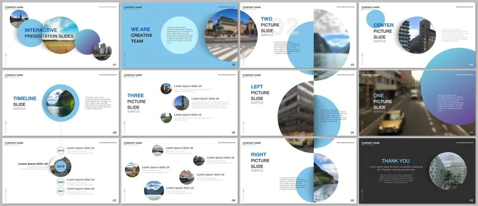Minimal presentations design, portfolio vector templates with blue colorful Stock Illustration