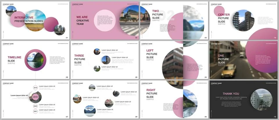Minimal presentations design, portfolio vector templates with colorful circle Stock Illustration