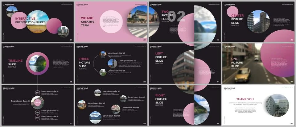 Minimal presentations design, portfolio vector templates with colorful circle Stock Illustration