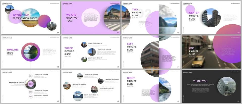 Minimal presentations design, portfolio vector templates with pink colorful Stock Illustration