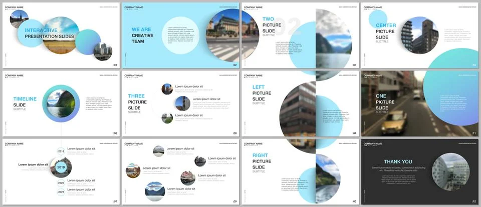 Minimal presentations design, portfolio vector templates with blue colorful Illustrazione stock