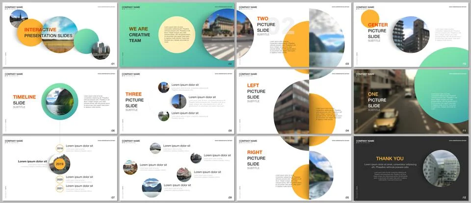 Minimal presentations design, portfolio vector templates with green colorful Stock Illustration