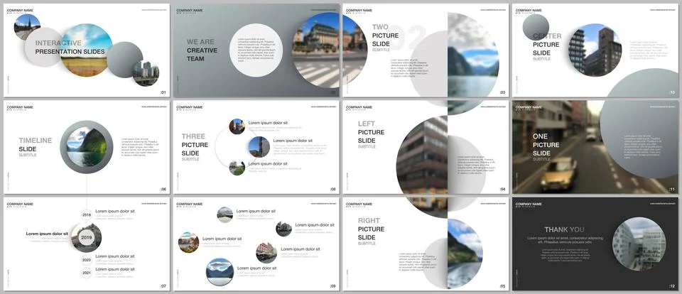 Minimal presentations design, portfolio vector templates with gray colorful Stock Illustration