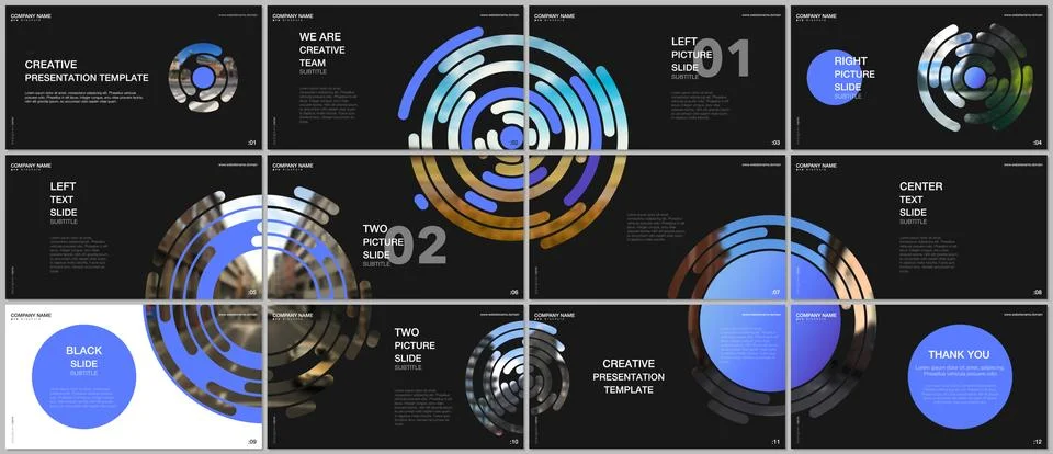 Minimal presentations design, portfolio vector templates with colorful circle Stock Illustration
