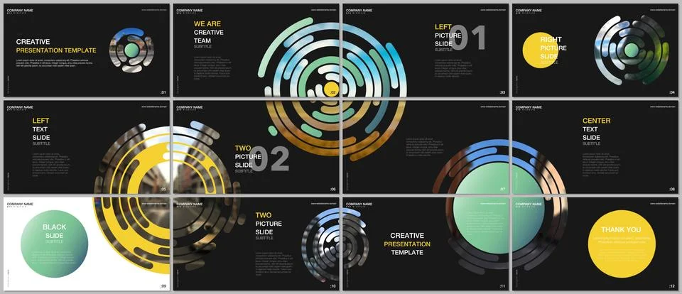 Minimal presentations design, portfolio vector templates with colorful green Stock Illustration