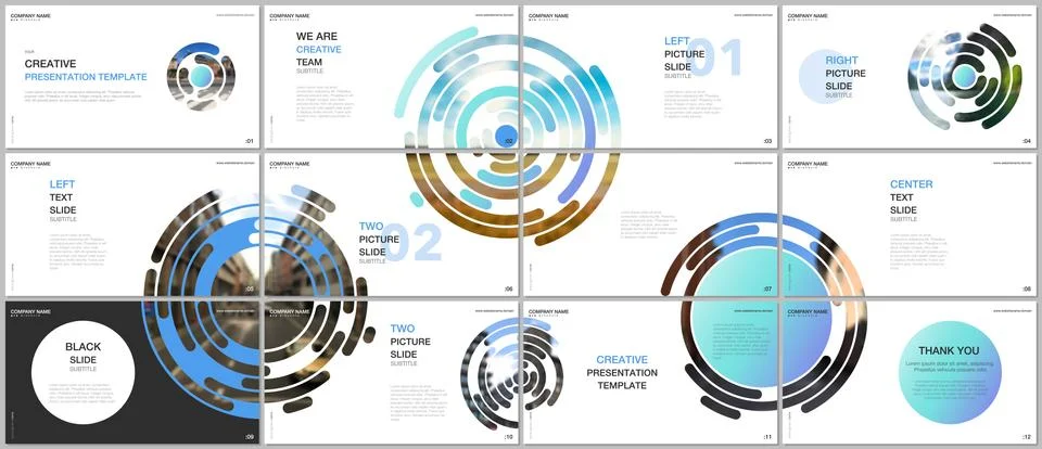 Minimal presentations design, portfolio vector templates with blue colorful Stock Illustration